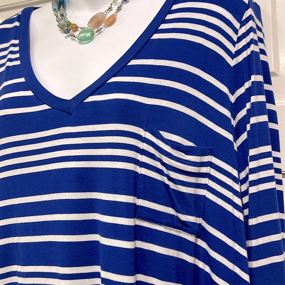 Merona Blue and White Striped Top Women’s Size XL